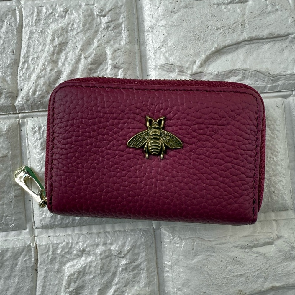 Small Leather Zipper Card Case Wallet for Women-RFID